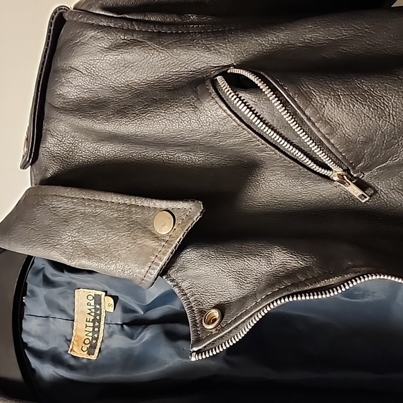 Leather motorcycle jacket By Contempo Casuals 1990 or so  Small - Picture 5 of 17